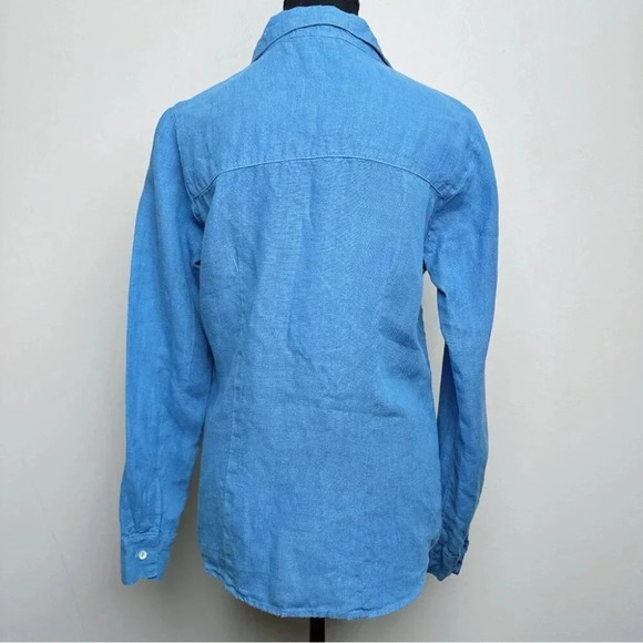 Cut Loose Womens Size Xsmall Linen Button Blue  Shirt - Picture 2 of 15